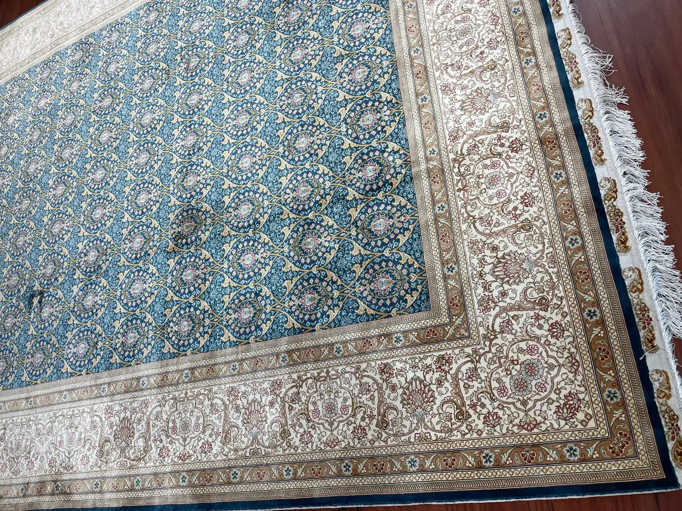 Very Fine Sino Tabriz Silk Rug - Image 3