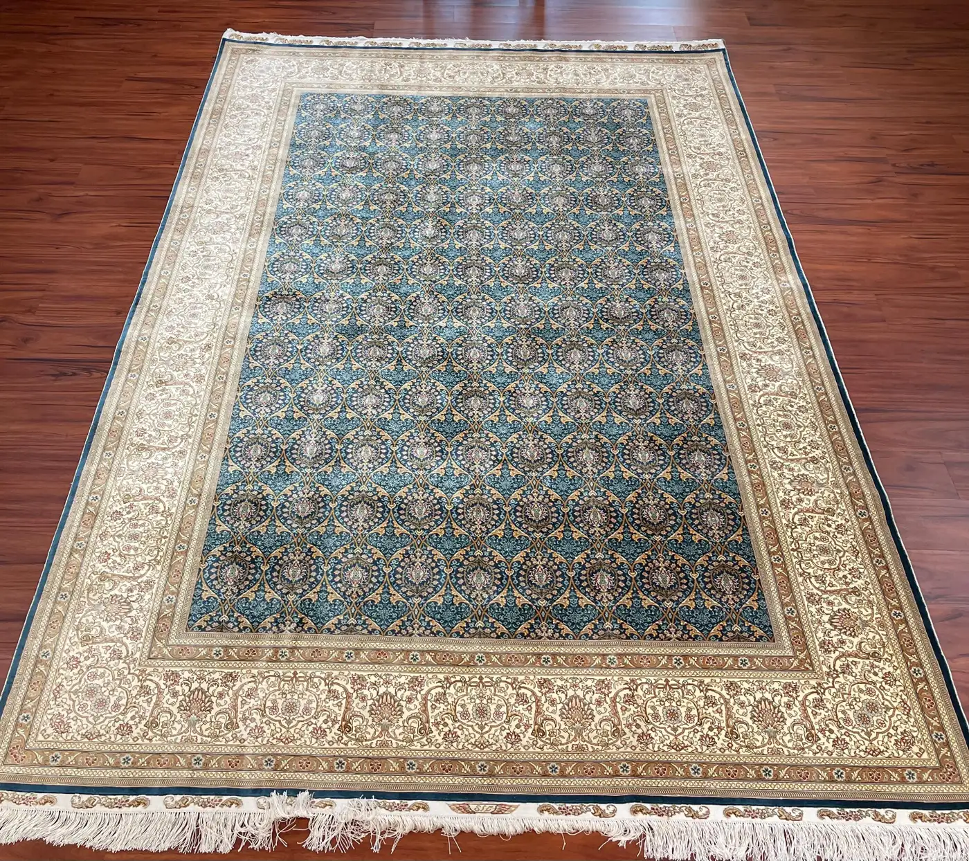 Very Fine Sino Tabriz Silk Rug - Image 8