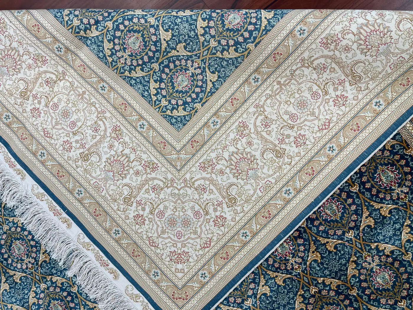 Very Fine Sino Tabriz Silk Rug - Image 4