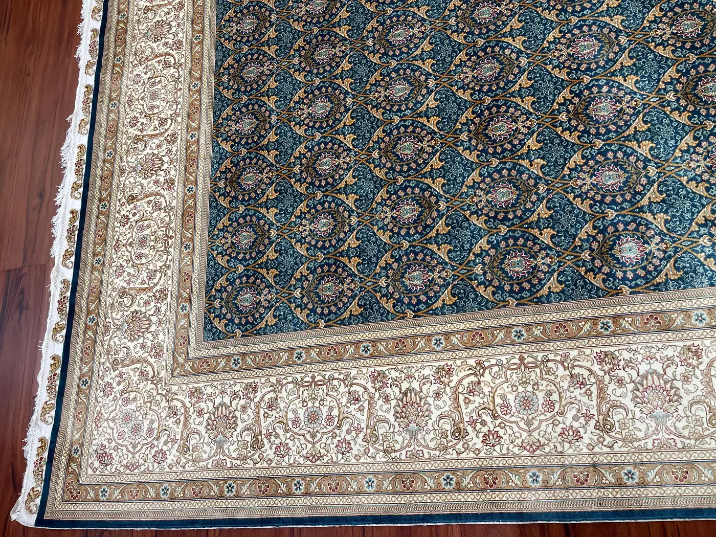 Very Fine Sino Tabriz Silk Rug - Image 10