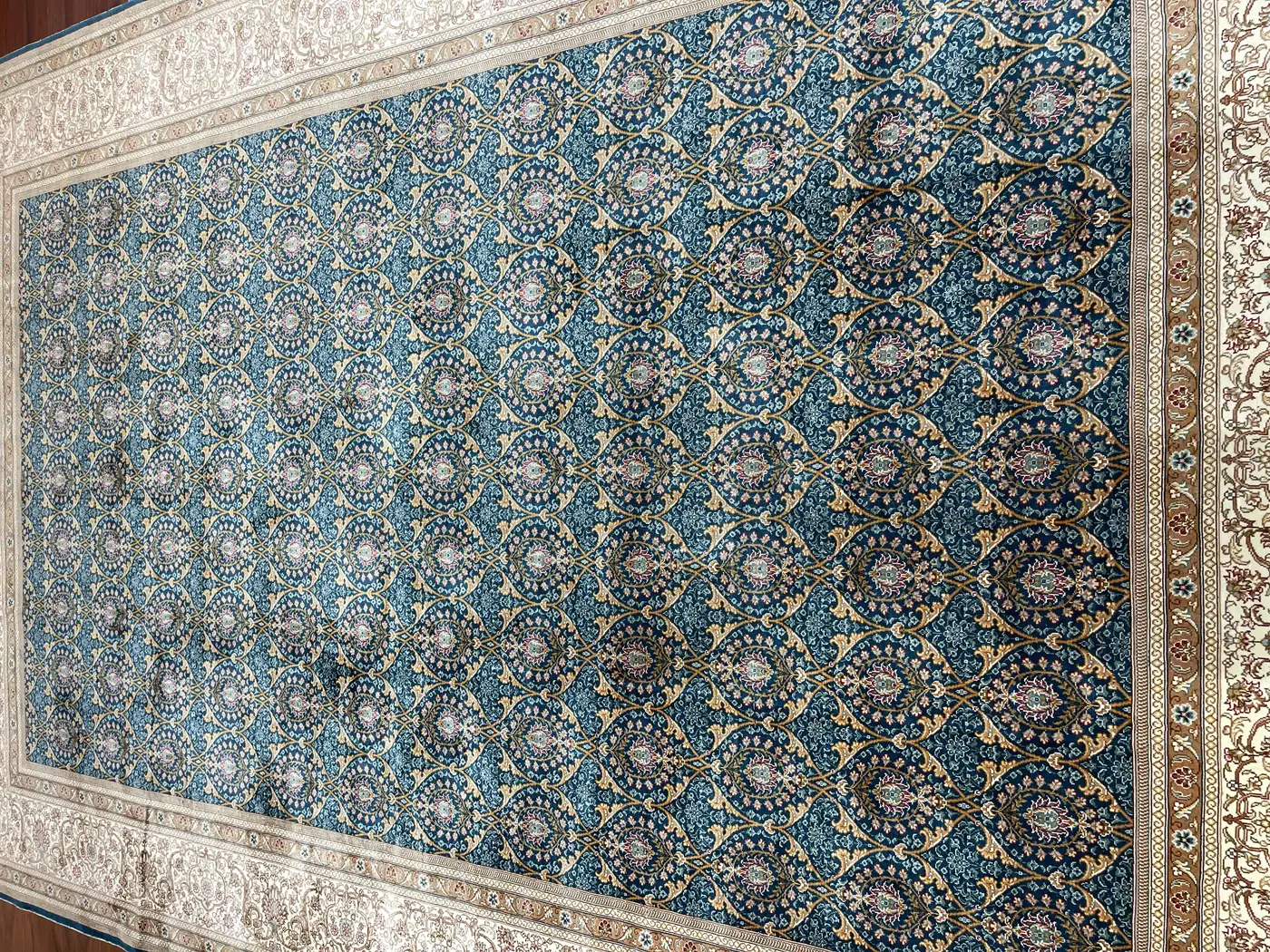 Very Fine Sino Tabriz Silk Rug - Image 11