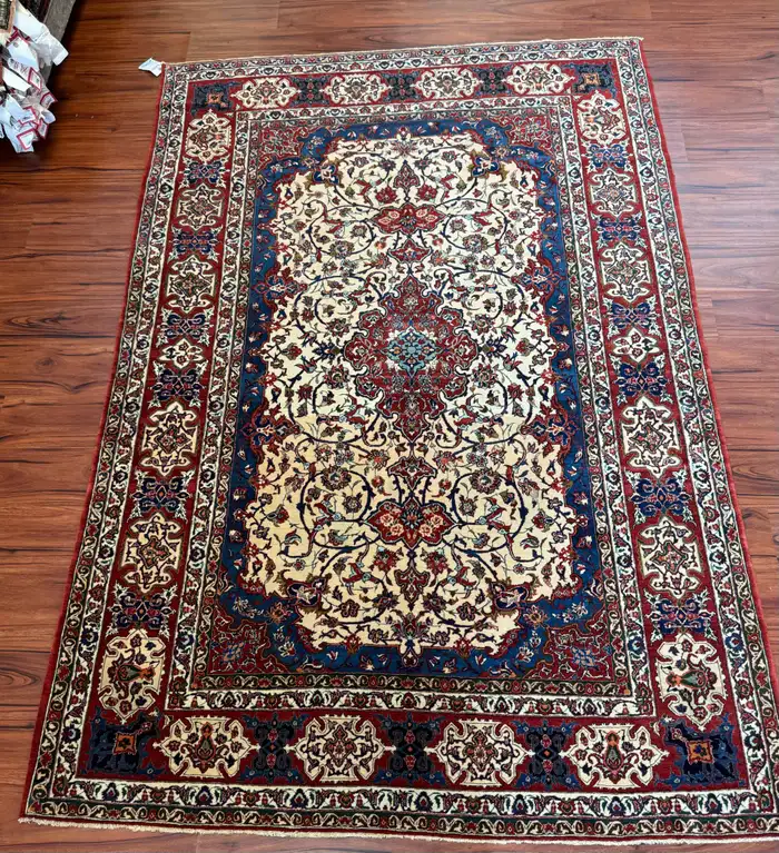 Semi Antique Extremly Fine Persian Isfahan Rug - Image 15