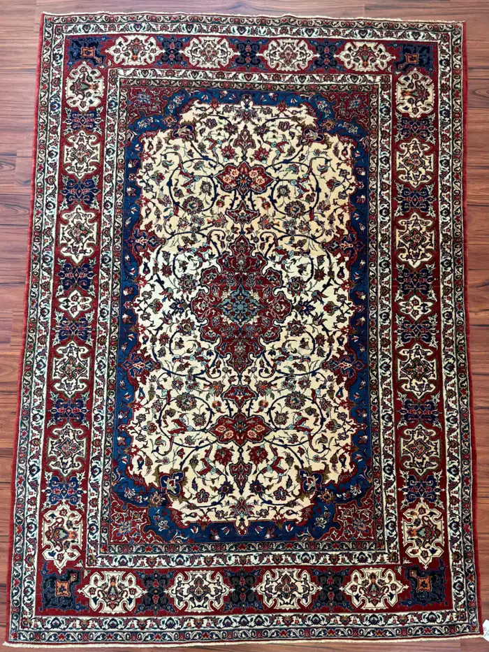 Semi Antique Extremly Fine Persian Isfahan Rug - Image 7
